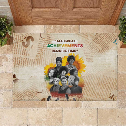 African Achievements Rubber Doormat Civil Rights Female Leaders Sunflower