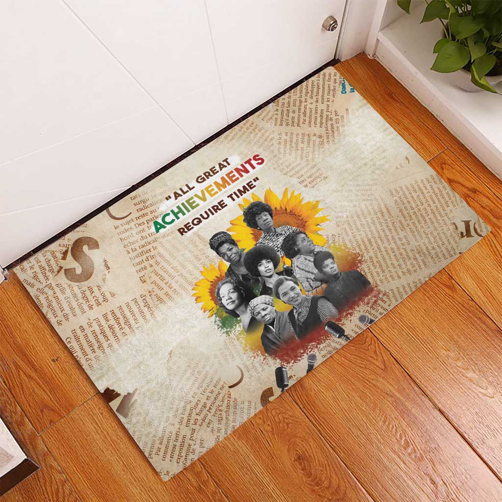 African Achievements Rubber Doormat Civil Rights Female Leaders Sunflower