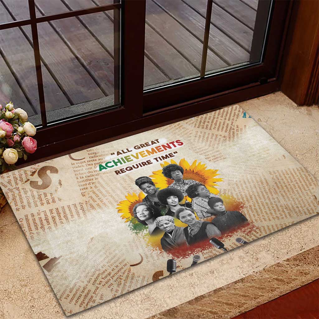 African Achievements Rubber Doormat Civil Rights Female Leaders Sunflower