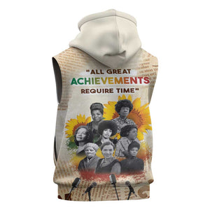 African Achievements Sleeveless Hoodie Civil Rights Female Leaders Sunflower - African Pride