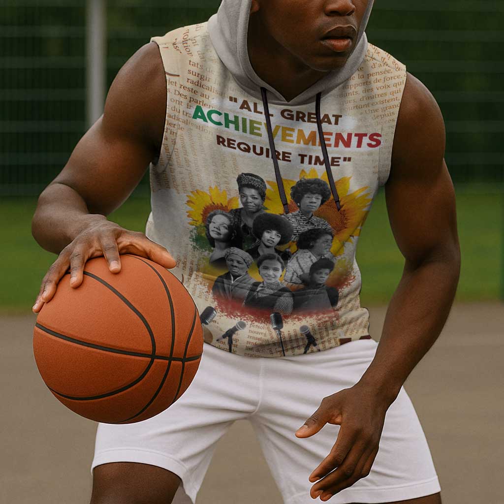 African Achievements Sleeveless Hoodie Civil Rights Female Leaders Sunflower - African Pride
