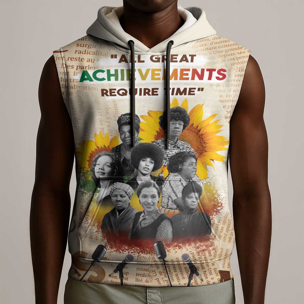 African Achievements Sleeveless Hoodie Civil Rights Female Leaders Sunflower - African Pride