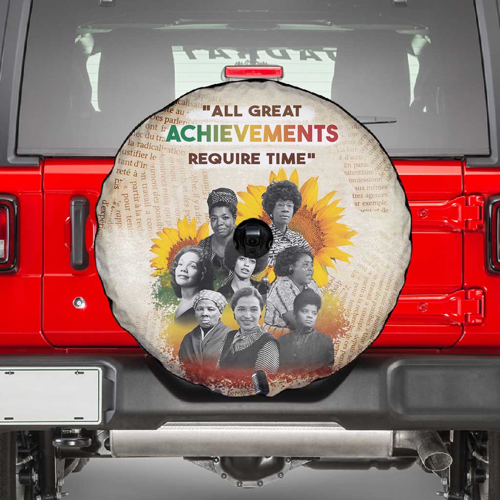 African Achievements Spare Tire Cover Civil Rights Female Leaders Sunflower
