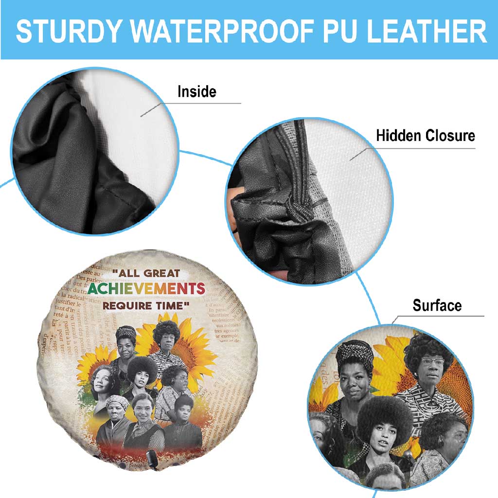 African Achievements Spare Tire Cover Civil Rights Female Leaders Sunflower