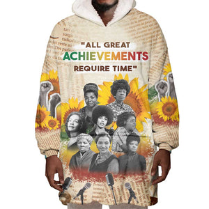 African Achievements Wearable Blanket Hoodie Civil Rights Female Leaders Sunflower