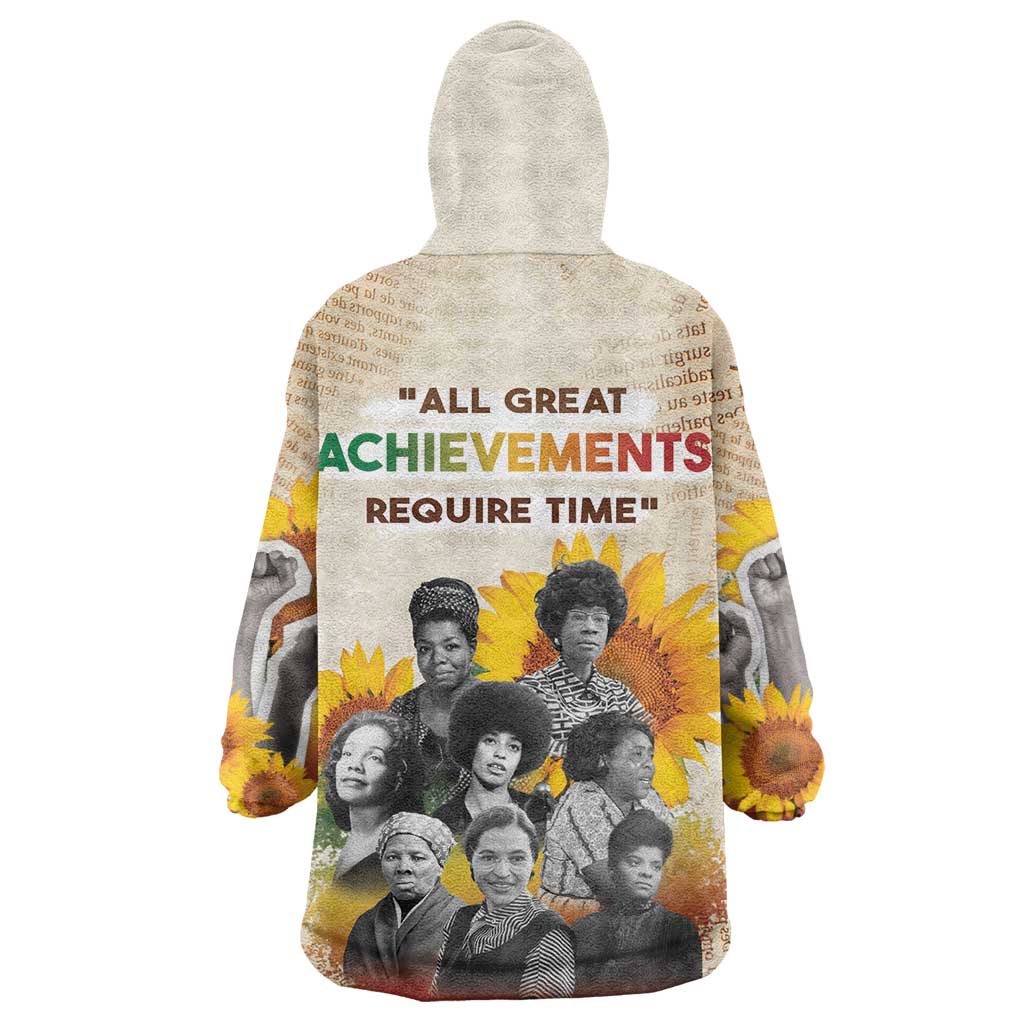 African Achievements Wearable Blanket Hoodie Civil Rights Female Leaders Sunflower