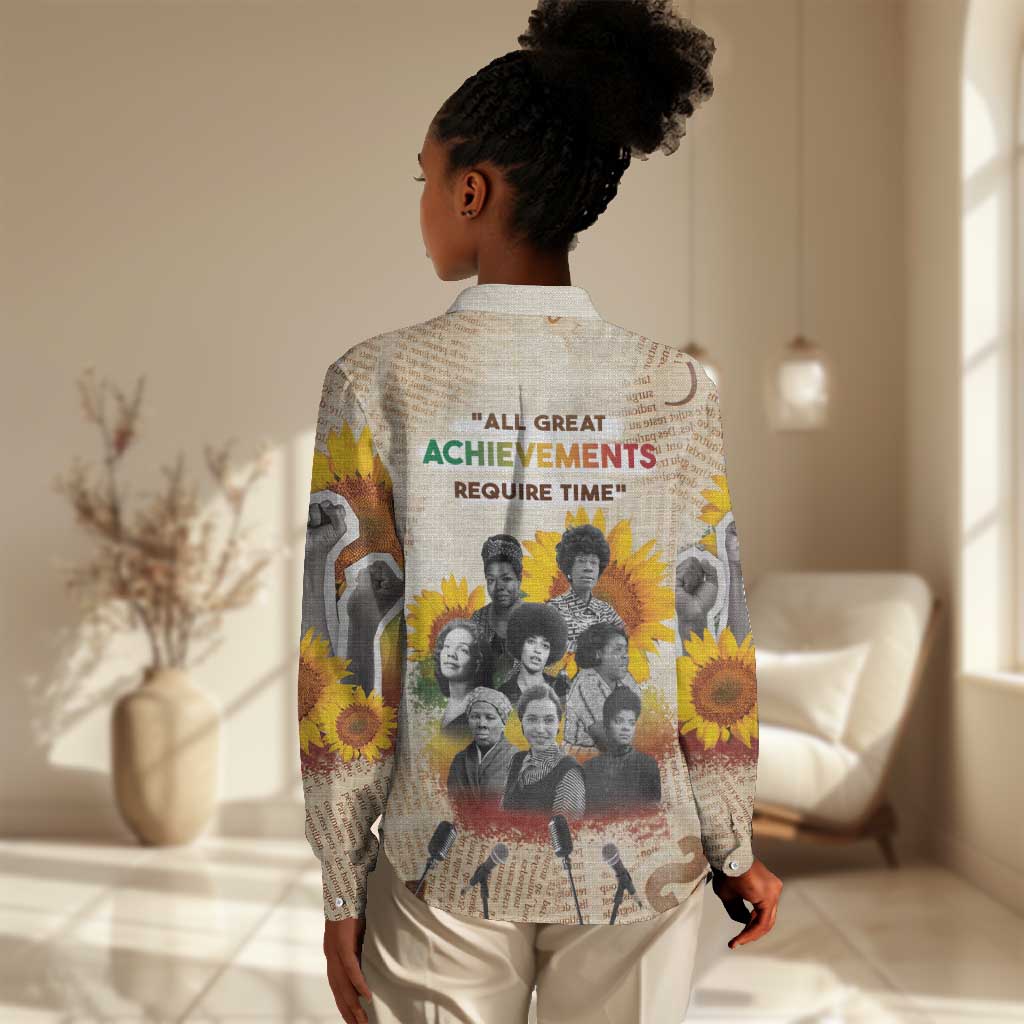 African Achievements Women Casual Shirt Civil Rights Female Leaders Sunflower