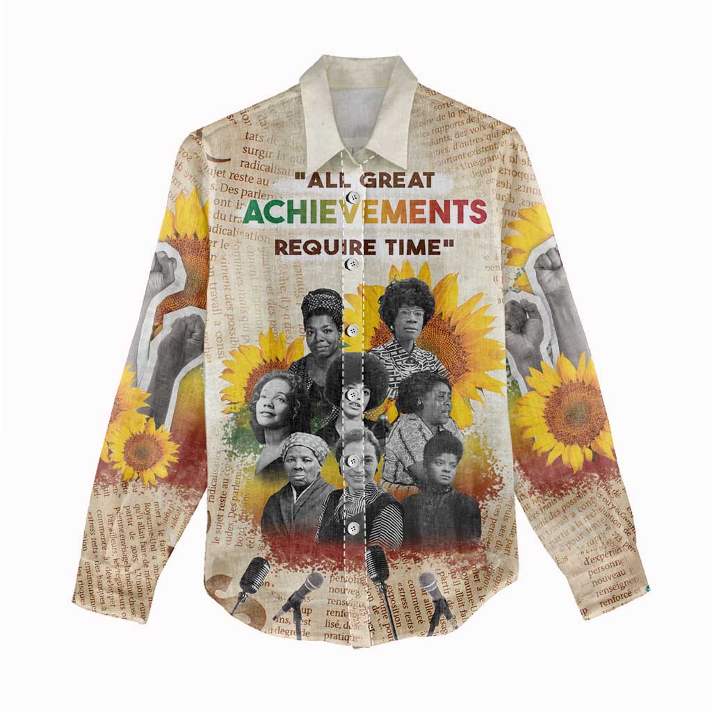 African Achievements Women Casual Shirt Civil Rights Female Leaders Sunflower