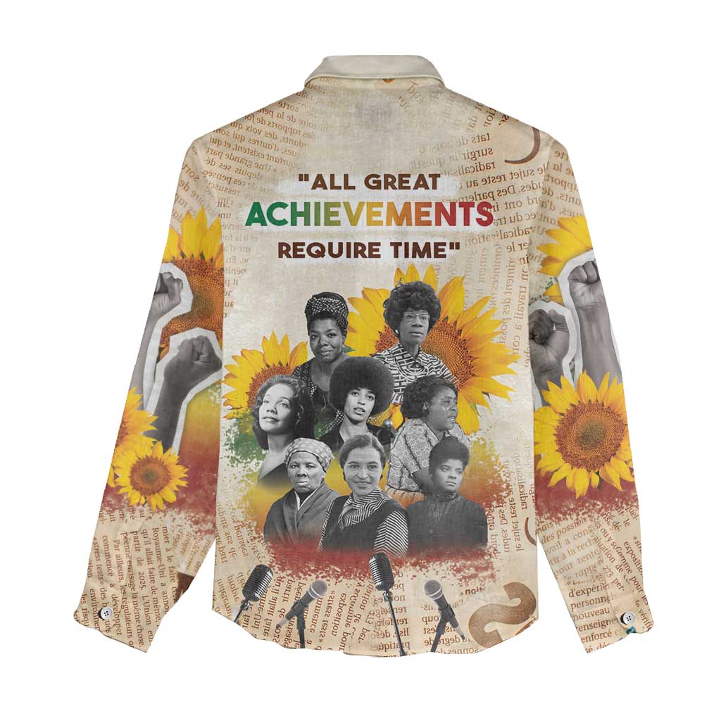 African Achievements Women Casual Shirt Civil Rights Female Leaders Sunflower