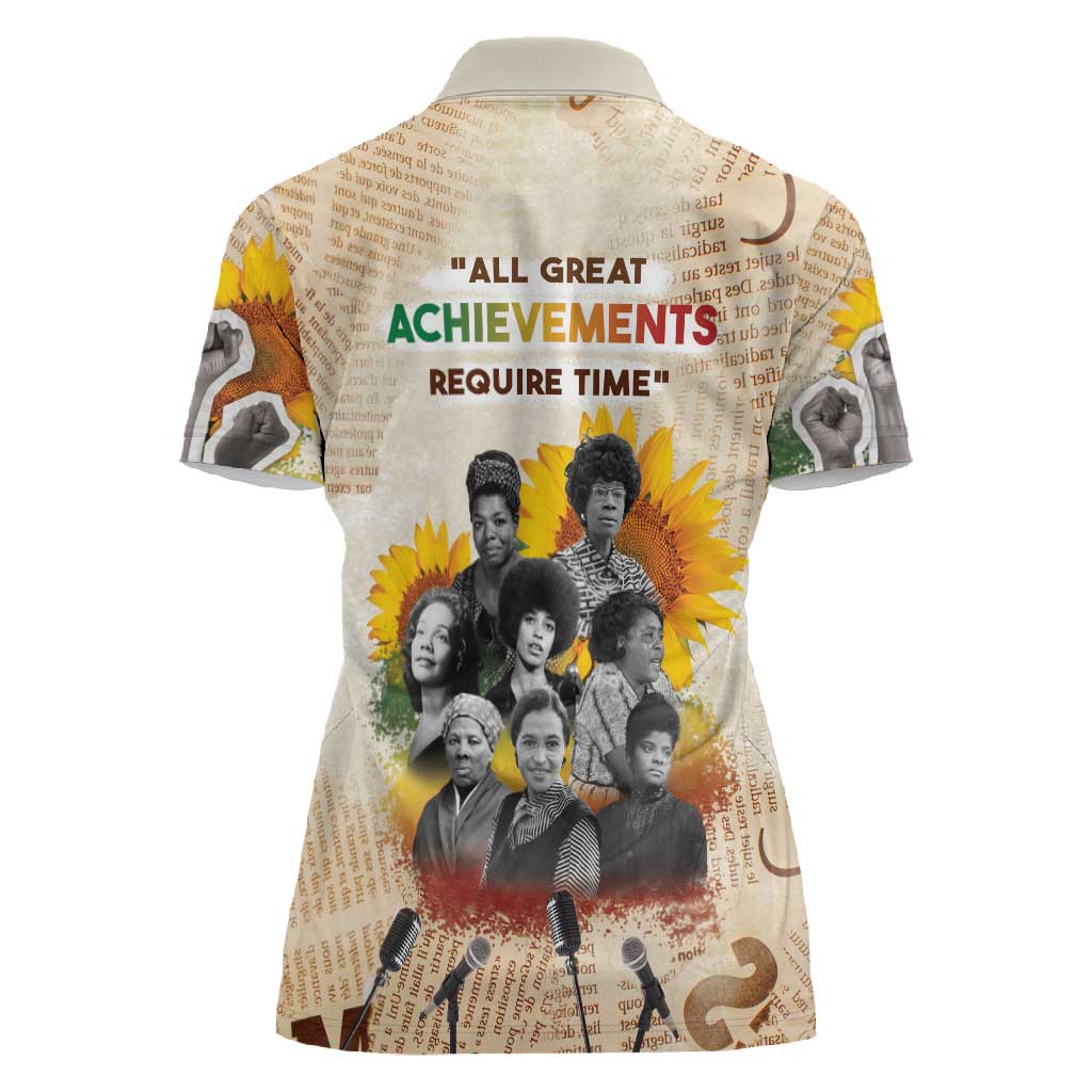 African Achievements Women Polo Shirt Civil Rights Female Leaders Sunflower