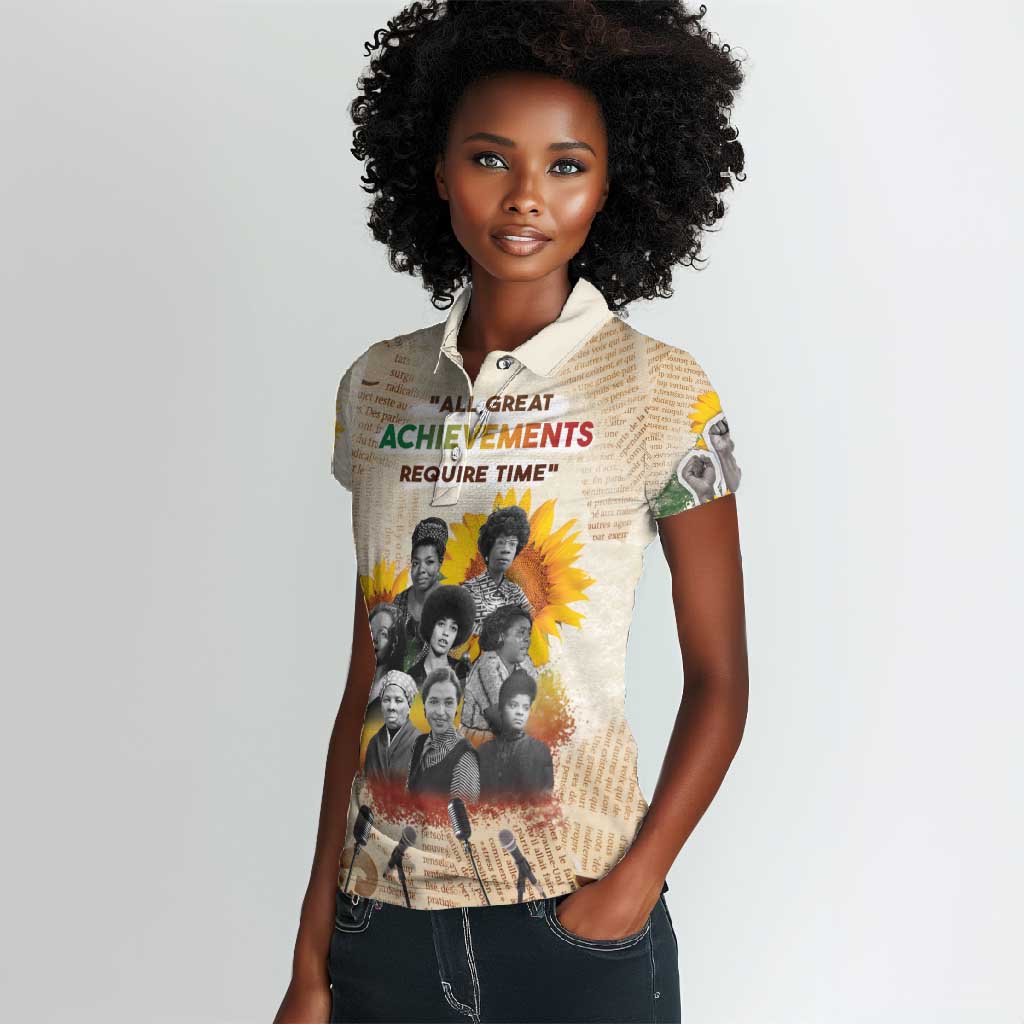 African Achievements Women Polo Shirt Civil Rights Female Leaders Sunflower