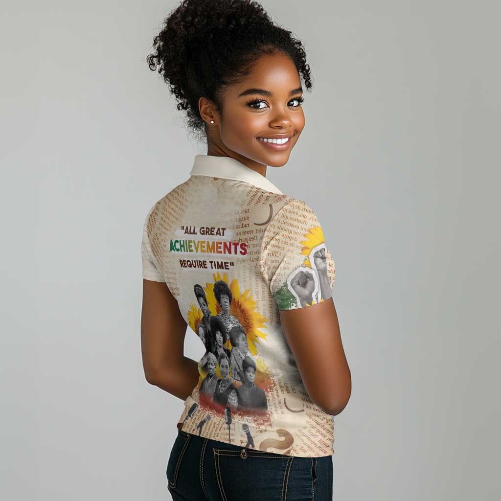 African Achievements Women Polo Shirt Civil Rights Female Leaders Sunflower