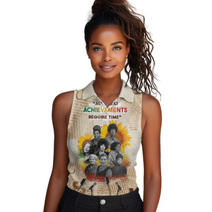 African Achievements Women Sleeveless Polo Shirt Civil Rights Female Leaders Sunflower