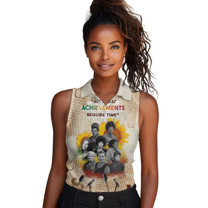 African Achievements Women Sleeveless Polo Shirt Civil Rights Female Leaders Sunflower