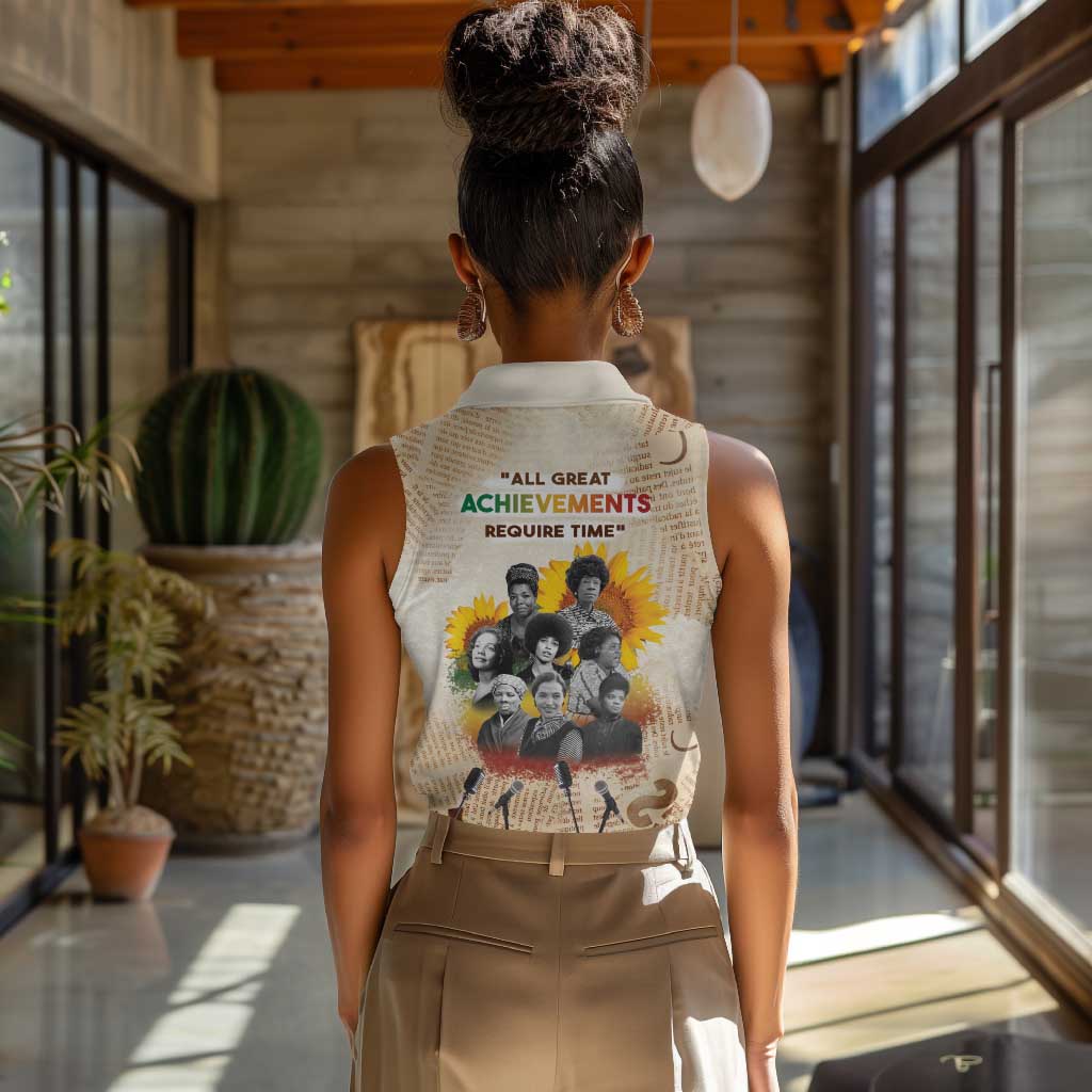African Achievements Women Sleeveless Polo Shirt Civil Rights Female Leaders Sunflower