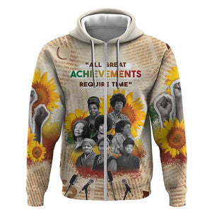 African Achievements Zip Hoodie Civil Rights Female Leaders Sunflower
