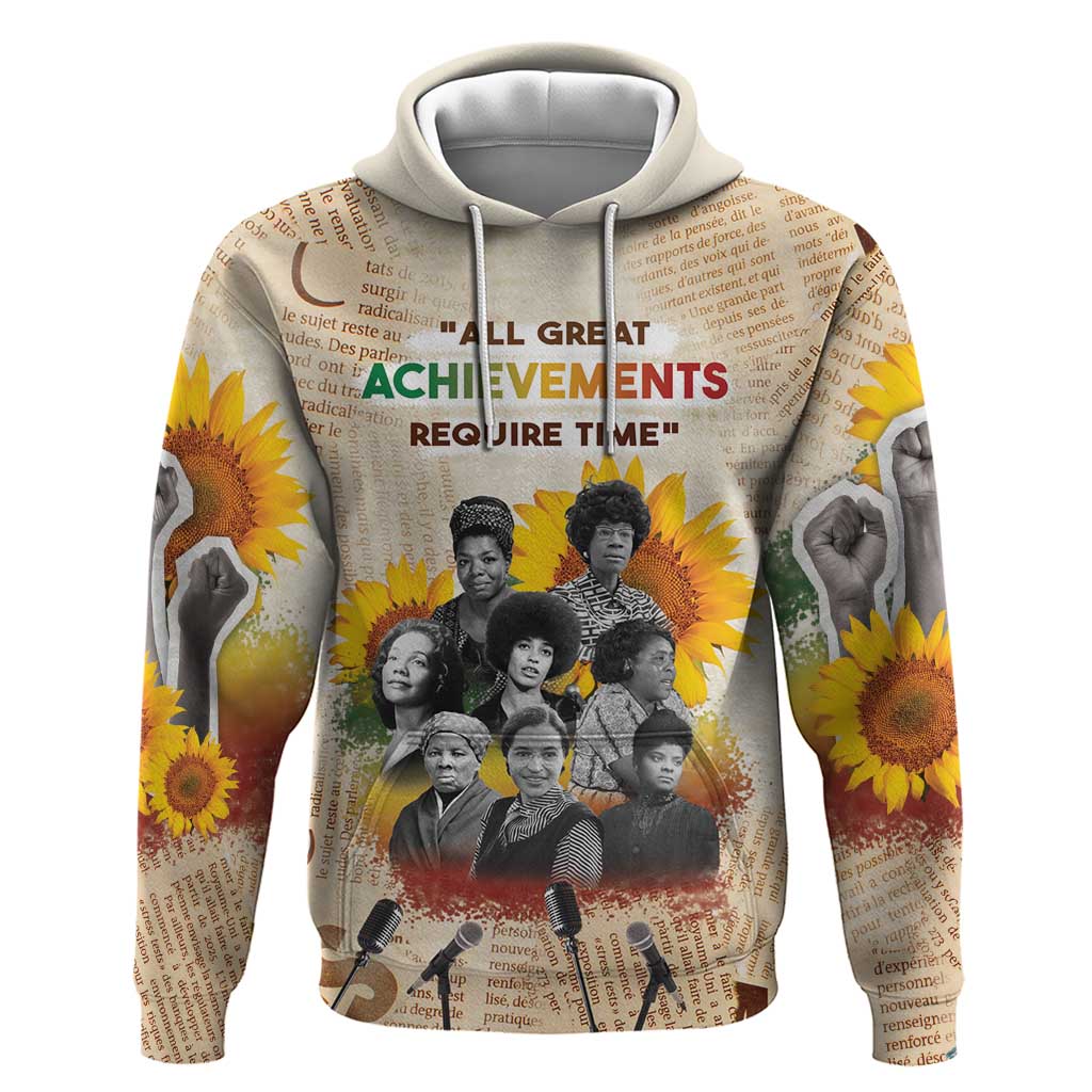 African Achievements Zip Hoodie Civil Rights Female Leaders Sunflower