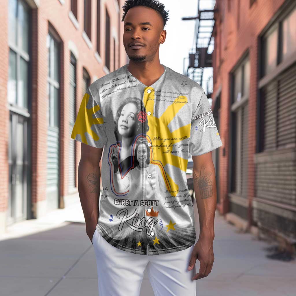 African American Coretta Scott King Baseball Jersey Honoring The Legacy Hand Draw Style