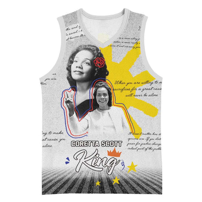 African American Coretta Scott King Basketball Jersey Honoring The Legacy Hand Draw Style - African Pride