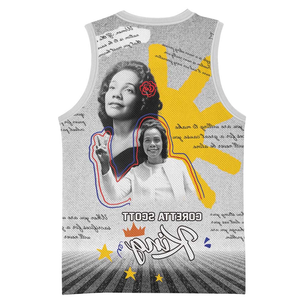 African American Coretta Scott King Basketball Jersey Honoring The Legacy Hand Draw Style - African Pride