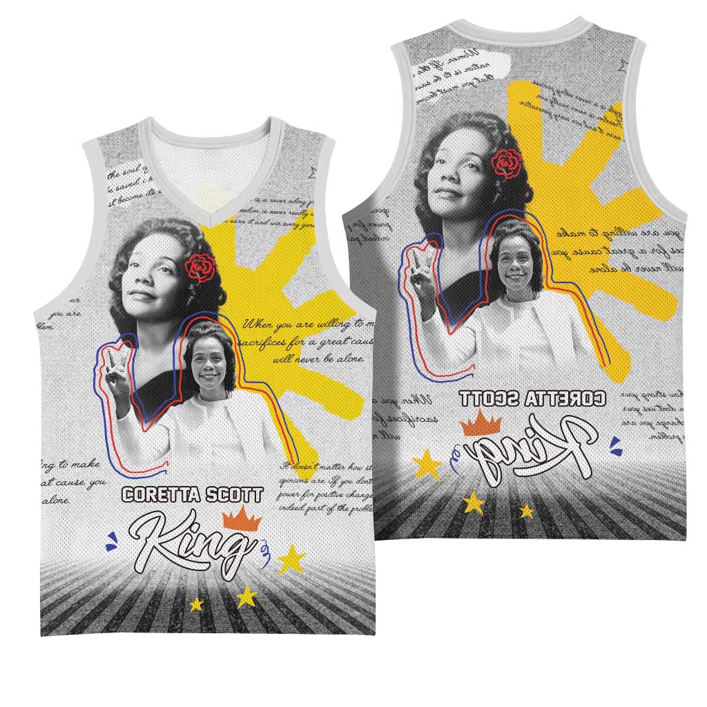 African American Coretta Scott King Basketball Jersey Honoring The Legacy Hand Draw Style - African Pride