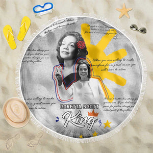 African American Coretta Scott King Beach Blanket Honoring The Legacy Hand Draw Style