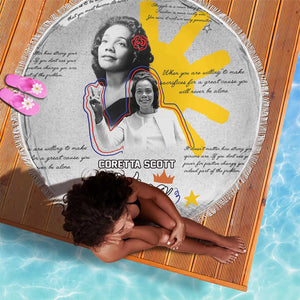 African American Coretta Scott King Beach Blanket Honoring The Legacy Hand Draw Style