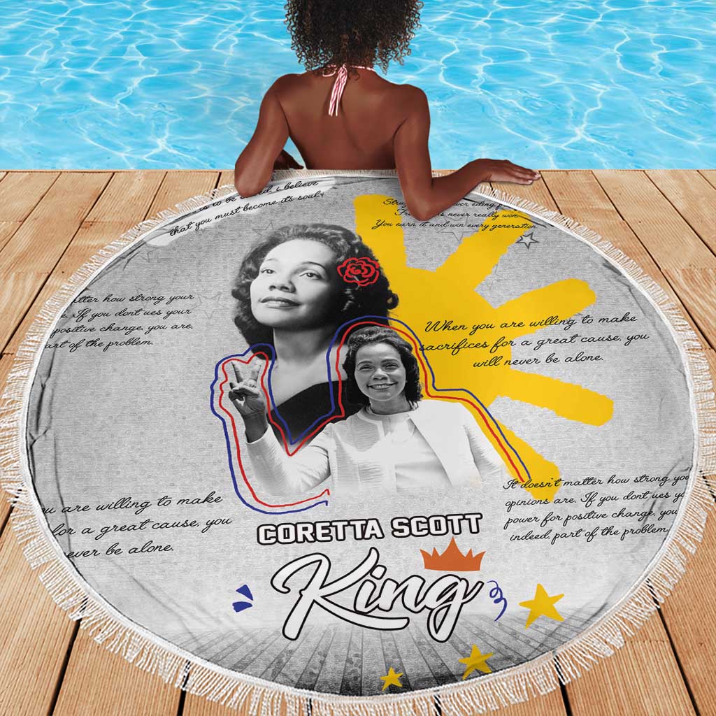 African American Coretta Scott King Beach Blanket Honoring The Legacy Hand Draw Style