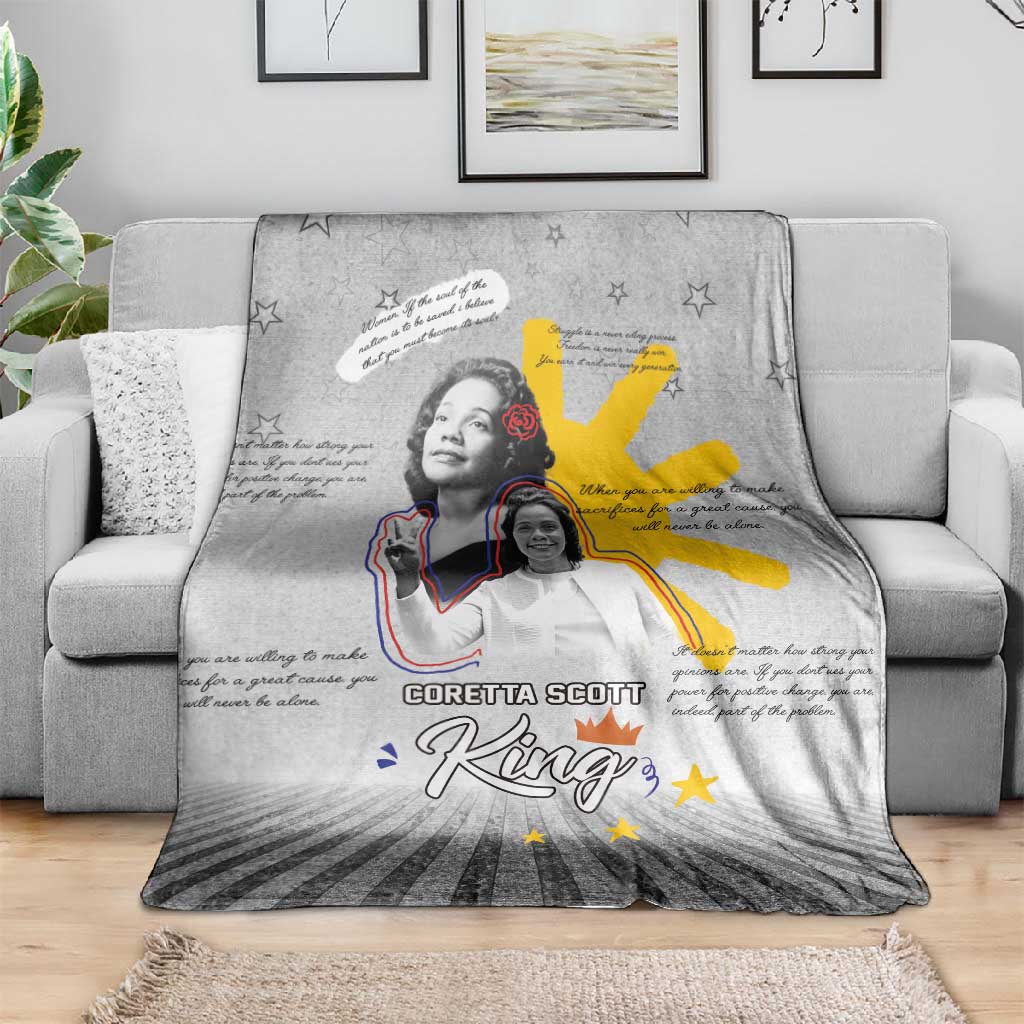 African American Coretta Scott King Blanket Honoring The Legacy Hand Draw Style