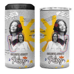 African American Coretta Scott King 4 in 1 Can Cooler Tumbler Honoring The Legacy Hand Draw Style