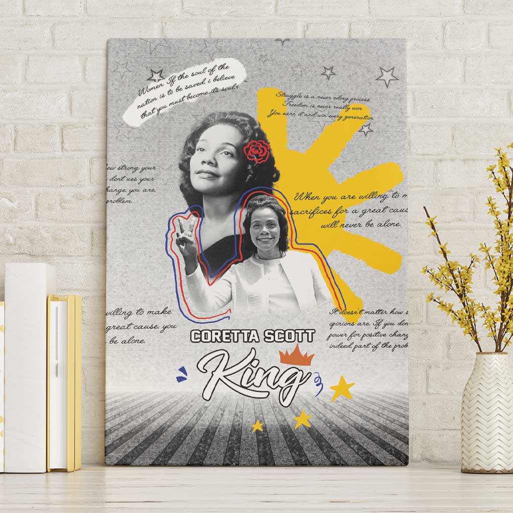 African American Coretta Scott King Canvas Wall Art Honoring The Legacy Hand Draw Style