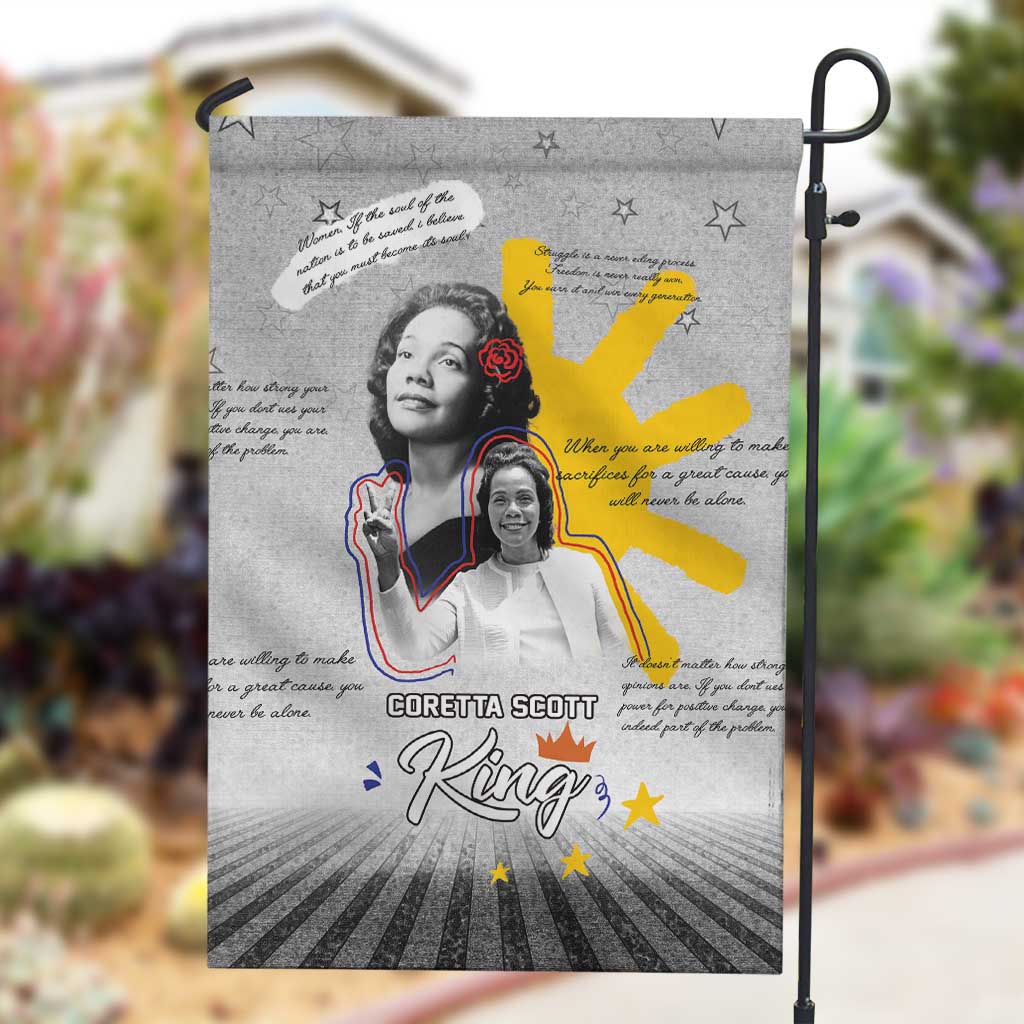 African American Coretta Scott King Garden Flag Honoring The Legacy Hand Draw Style