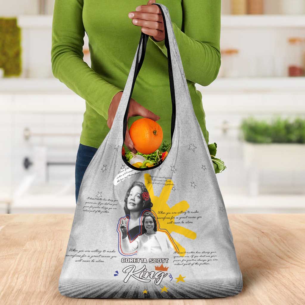 African American Coretta Scott King Grocery Bag Honoring The Legacy Hand Draw Style