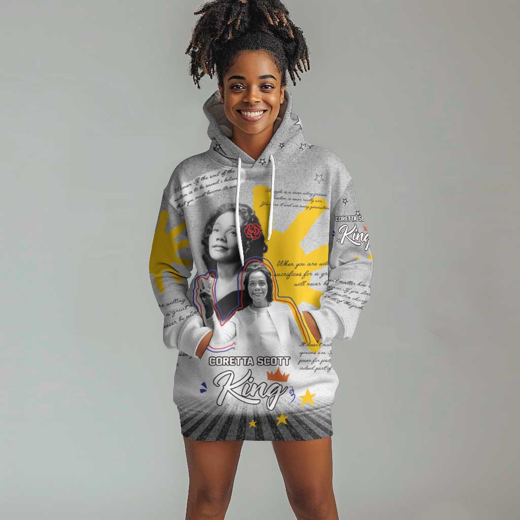 African American Coretta Scott King Hoodie Dress Honoring The Legacy Hand Draw Style