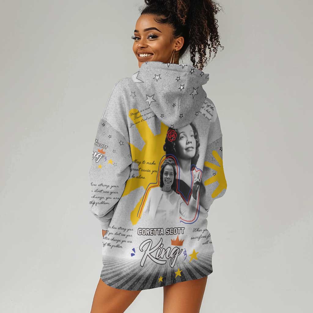 African American Coretta Scott King Hoodie Dress Honoring The Legacy Hand Draw Style