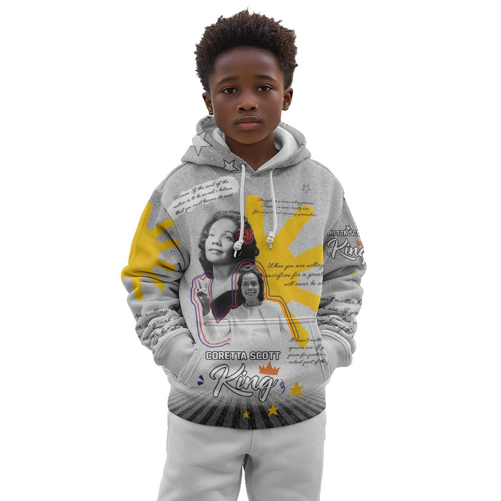 African American Coretta Scott King Kid Hoodie Honoring The Legacy Hand Draw Style