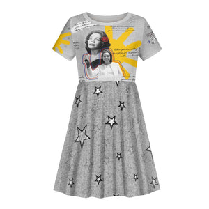 African American Coretta Scott King Kid Short Sleeve Dress Honoring The Legacy Hand Draw Style