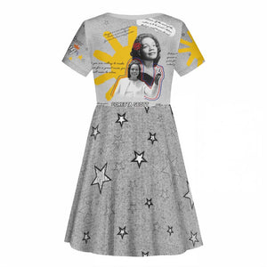 African American Coretta Scott King Kid Short Sleeve Dress Honoring The Legacy Hand Draw Style