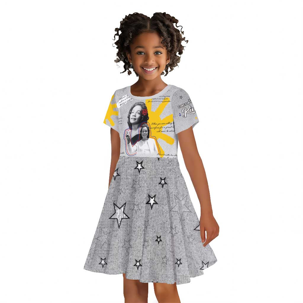 African American Coretta Scott King Kid Short Sleeve Dress Honoring The Legacy Hand Draw Style