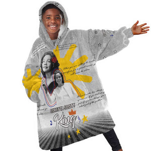 African American Coretta Scott King Kid Wearable Blanket Hoodie Honoring The Legacy Hand Draw Style