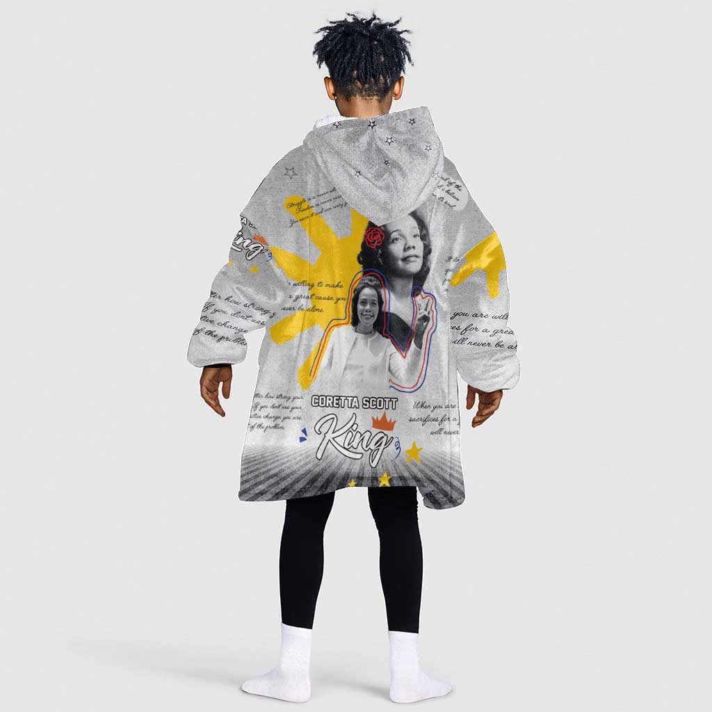 African American Coretta Scott King Kid Wearable Blanket Hoodie Honoring The Legacy Hand Draw Style