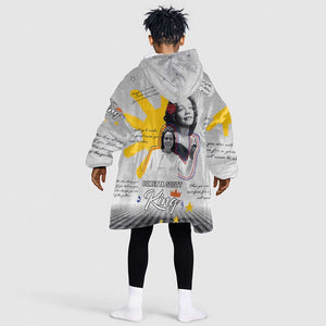 African American Coretta Scott King Kid Wearable Blanket Hoodie Honoring The Legacy Hand Draw Style