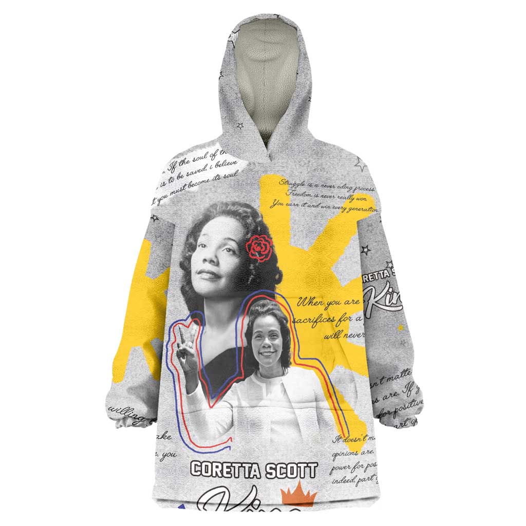 African American Coretta Scott King Kid Wearable Blanket Hoodie Honoring The Legacy Hand Draw Style