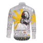 African American Coretta Scott King Long Sleeve Button Shirt Honoring The Legacy Hand Draw Style