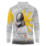 African American Coretta Scott King Long Sleeve Polo Shirt Honoring The Legacy Hand Draw Style