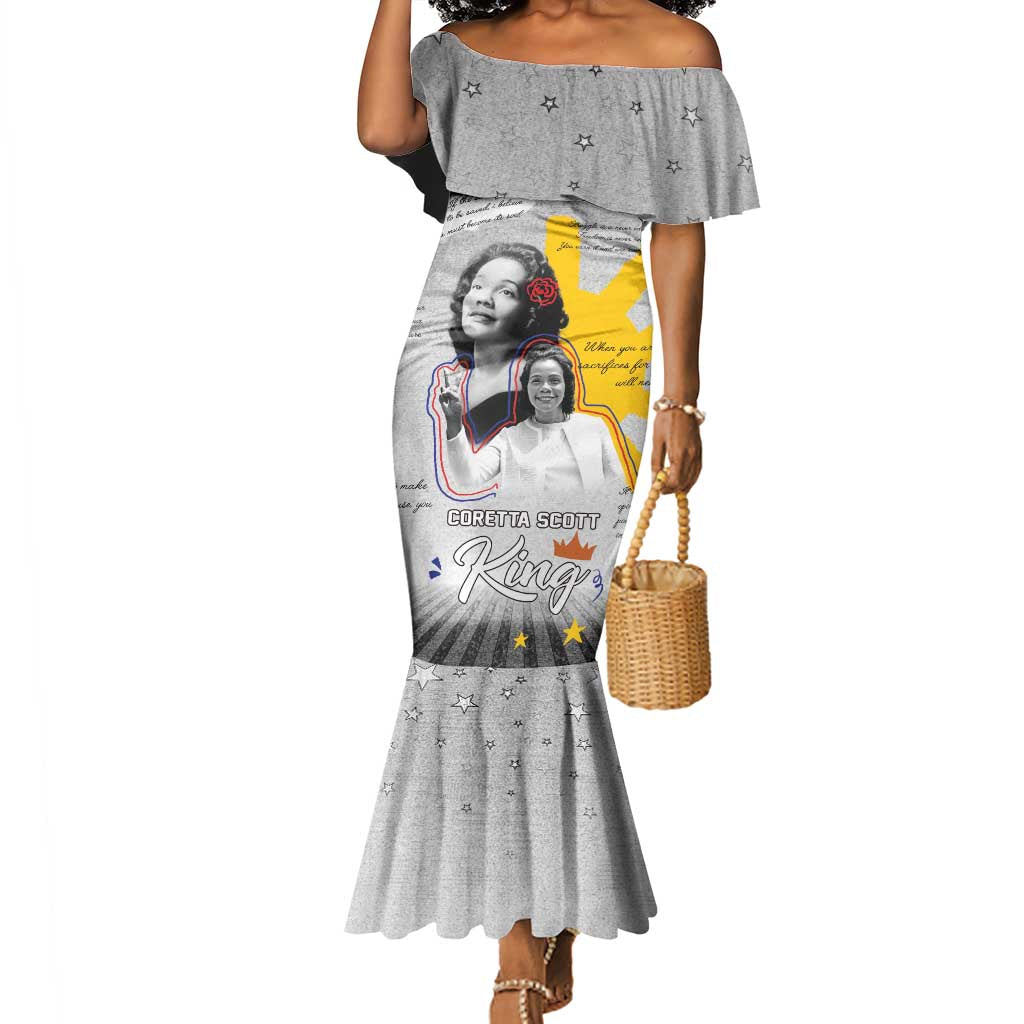 African American Coretta Scott King Mermaid Dress Honoring The Legacy Hand Draw Style