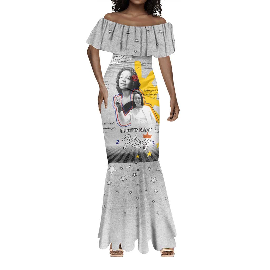 African American Coretta Scott King Mermaid Dress Honoring The Legacy Hand Draw Style