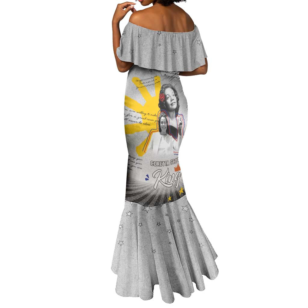 African American Coretta Scott King Mermaid Dress Honoring The Legacy Hand Draw Style
