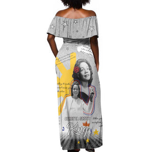 African American Coretta Scott King Off Shoulder Maxi Dress Honoring The Legacy Hand Draw Style