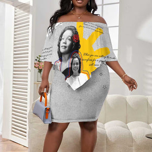 African American Coretta Scott King Off Shoulder Short Dress Honoring The Legacy Hand Draw Style